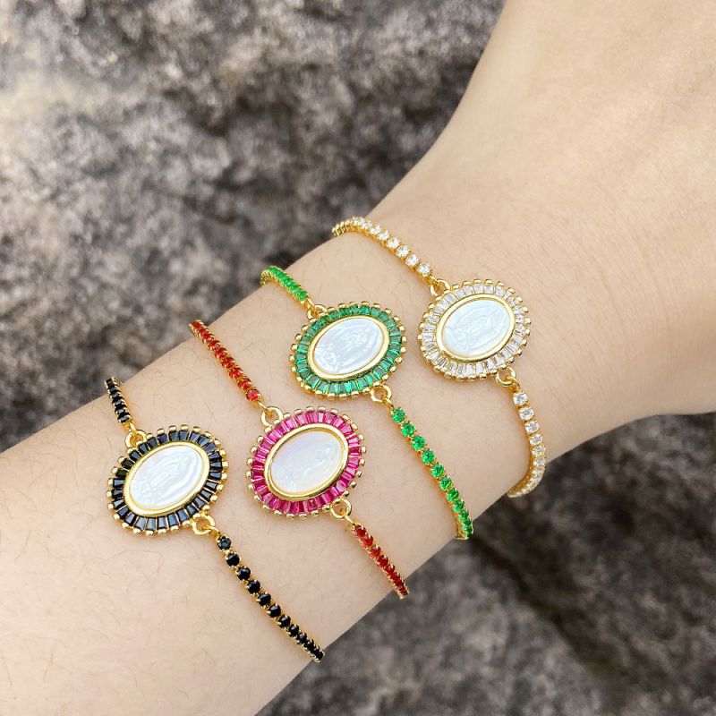 Fashion Black Gold-plated Copper And Diamond Oval Madonna Bracelet