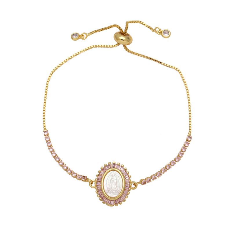 Fashion Black Gold-plated Copper And Diamond Oval Madonna Bracelet