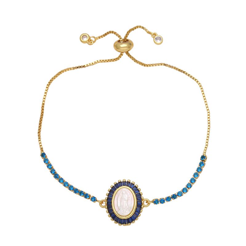 Fashion Black Gold-plated Copper And Diamond Oval Madonna Bracelet