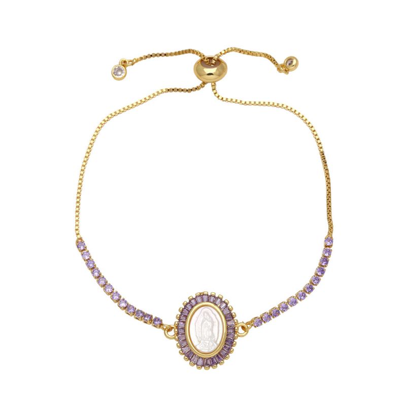 Fashion Black Gold-plated Copper And Diamond Oval Madonna Bracelet