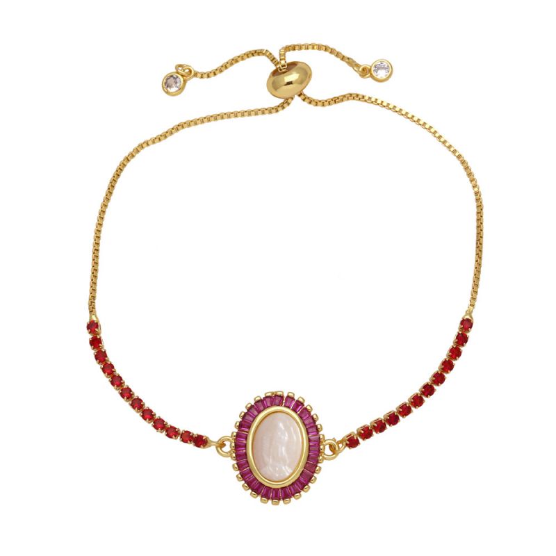 Fashion Black Gold-plated Copper And Diamond Oval Madonna Bracelet