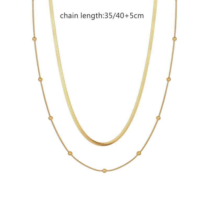 Fashion Blade Chain Plus Snake Chain Gold Stainless Steel Gold Plated Chain Double Layer Necklace