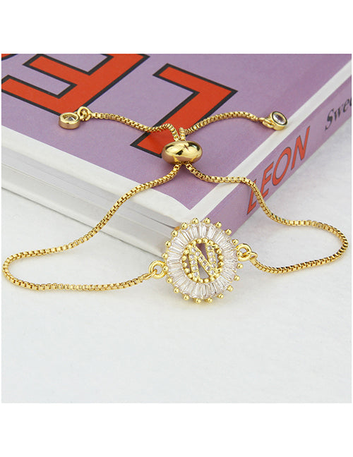 Fashion C 26 Letters Bracelet With Copper Inlaid Zirconium