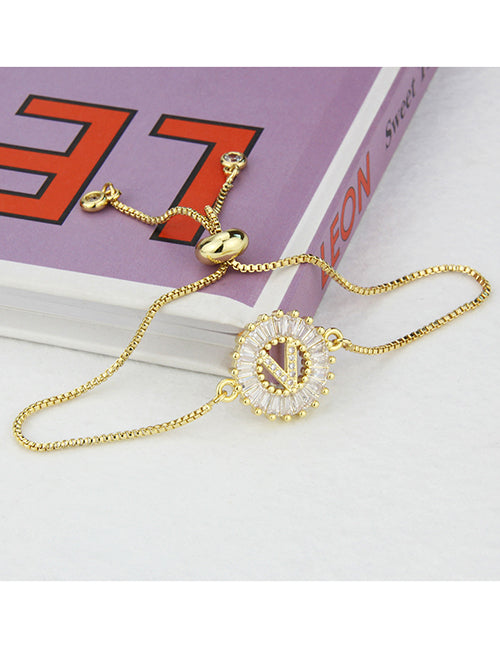 Fashion C 26 Letters Bracelet With Copper Inlaid Zirconium