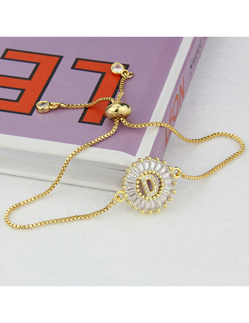 Fashion C 26 Letters Bracelet With Copper Inlaid Zirconium