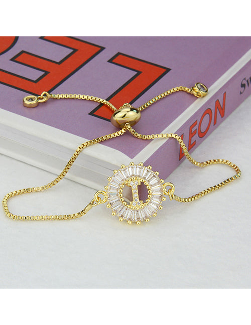 Fashion C 26 Letters Bracelet With Copper Inlaid Zirconium