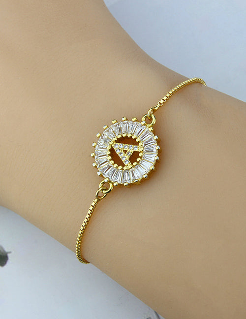 Fashion C 26 Letters Bracelet With Copper Inlaid Zirconium