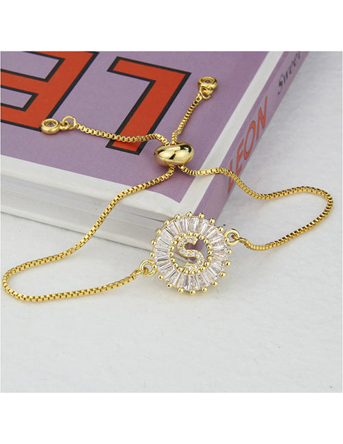 Fashion C 26 Letters Bracelet With Copper Inlaid Zirconium