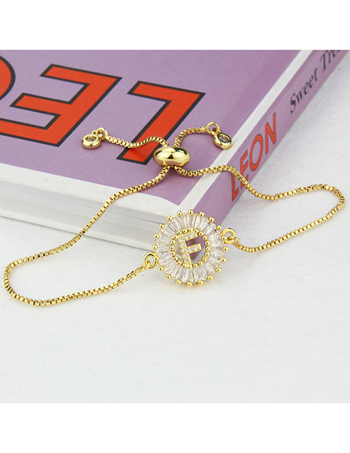 Fashion C 26 Letters Bracelet With Copper Inlaid Zirconium