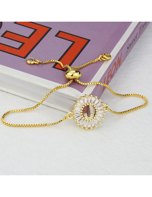 Fashion C 26 Letters Bracelet With Copper Inlaid Zirconium