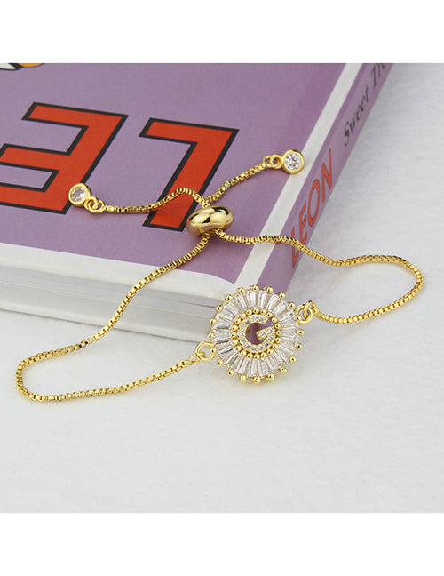 Fashion C 26 Letters Bracelet With Copper Inlaid Zirconium