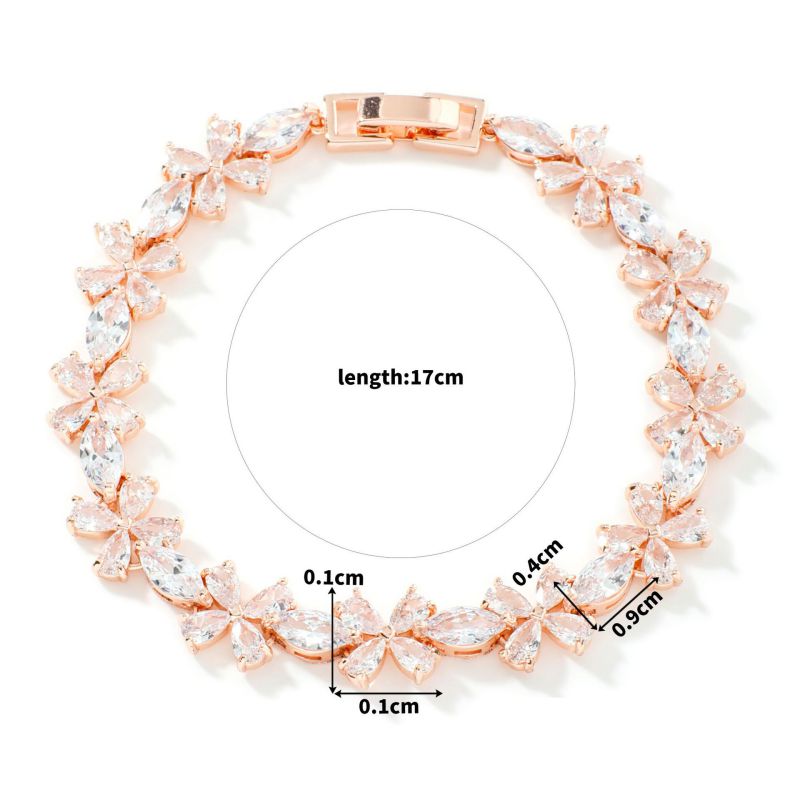 Fashion Color Copper And Zirconium Four-leaf Flower Bracelet