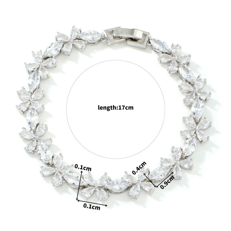 Fashion Color Copper And Zirconium Four-leaf Flower Bracelet