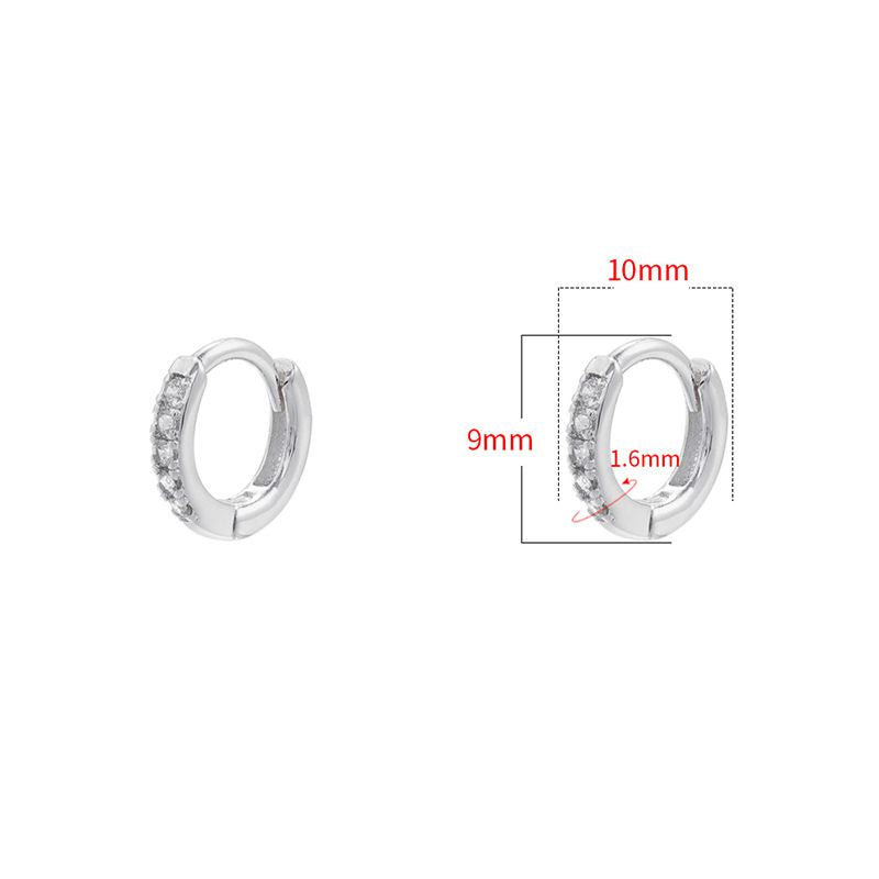 Fashion Gold 10mm 1 Pair Copper Inlaid Zirconium Round Earrings