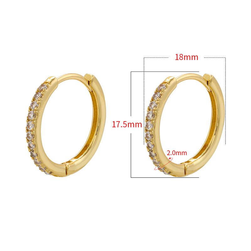 Fashion Gold 10mm 1 Pair Copper Inlaid Zirconium Round Earrings