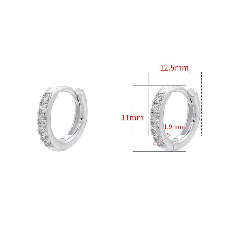 Fashion Gold 10mm 1 Pair Copper Inlaid Zirconium Round Earrings