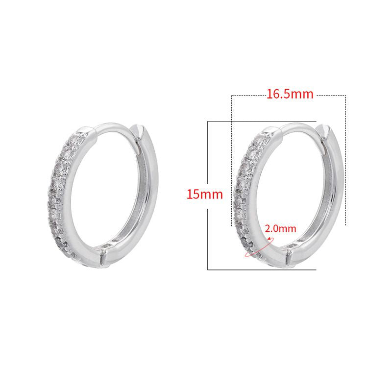 Fashion Gold 10mm 1 Pair Copper Inlaid Zirconium Round Earrings