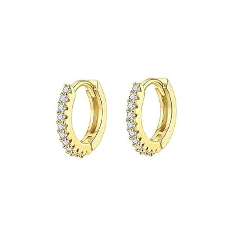 Fashion Gold 24pcs Per Set Stainless Steel Geometric Earring Set With Diamonds