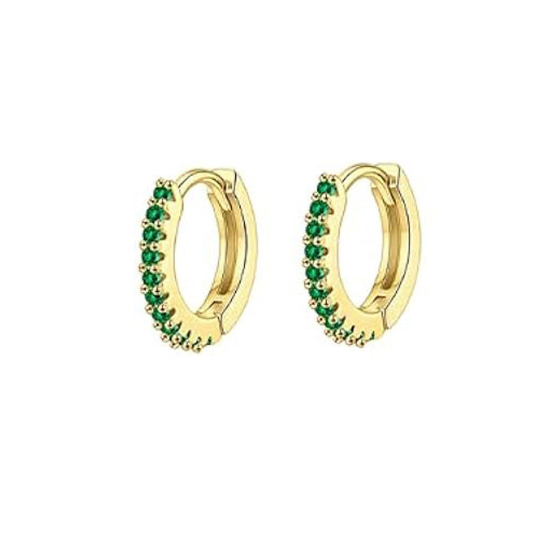 Fashion Gold 24pcs Per Set Stainless Steel Geometric Earring Set With Diamonds