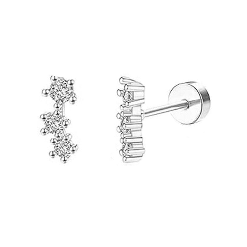 Fashion Gold 24pcs Per Set Stainless Steel Geometric Earring Set With Diamonds