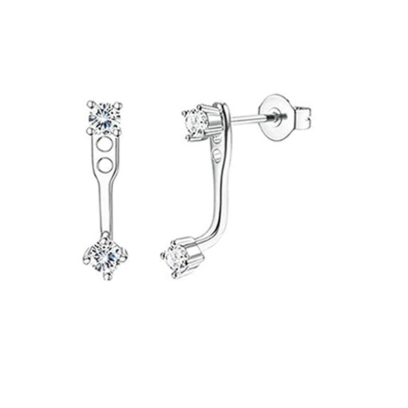 Fashion Gold 24pcs Per Set Stainless Steel Geometric Earring Set With Diamonds