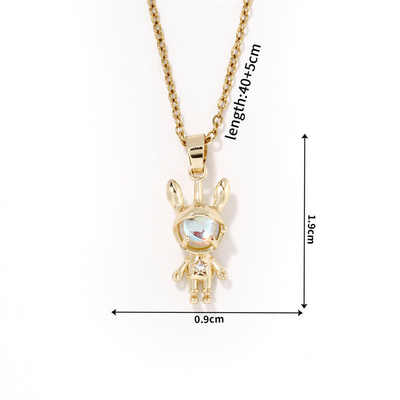 Fashion Gold - 3 Stainless Steel Dinosaur Necklace With Zirconium