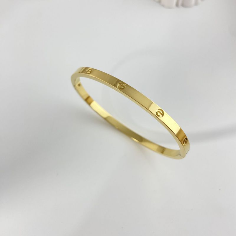 Fashion Gold 6 Nails 4 Diamonds (6mm) Titanium Steel Geometric Bracelet With Diamonds