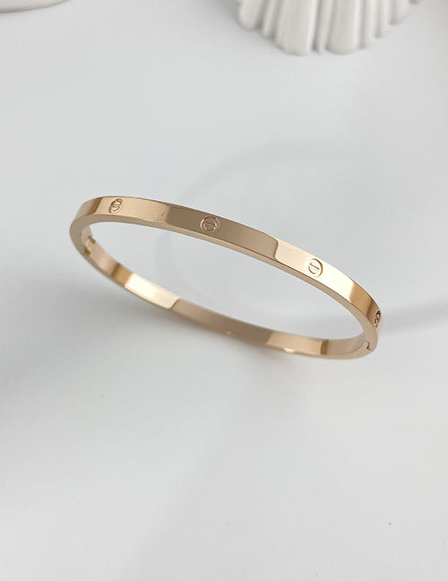 Fashion Gold 6 Nails 4 Diamonds (6mm) Titanium Steel Geometric Bracelet With Diamonds