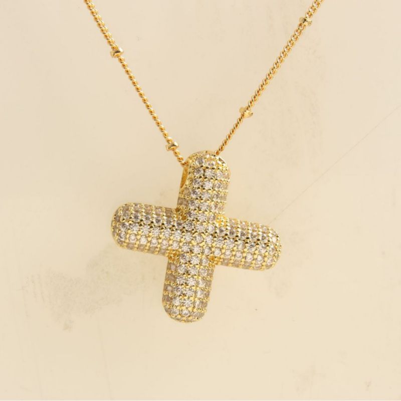 Fashion Gold Balloon Letter A With Zirconium Copper Diamond Letter Necklace