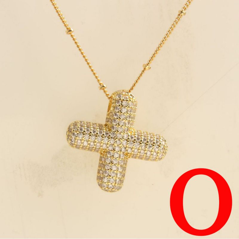 Fashion Gold Balloon Letter A With Zirconium Copper Diamond Letter Necklace