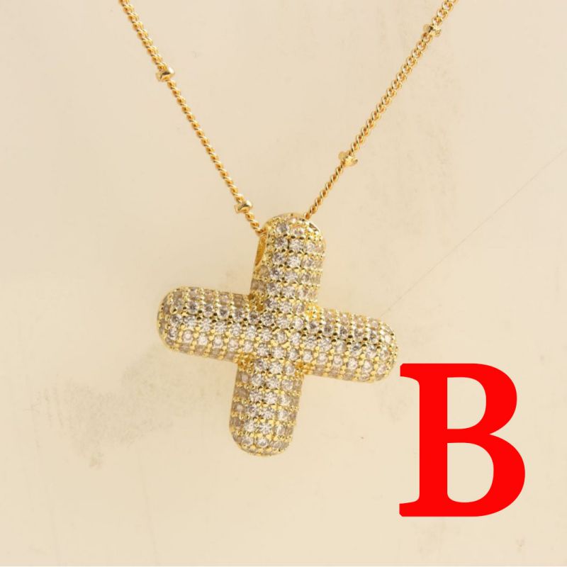 Fashion Gold Balloon Letter A With Zirconium Copper Diamond Letter Necklace