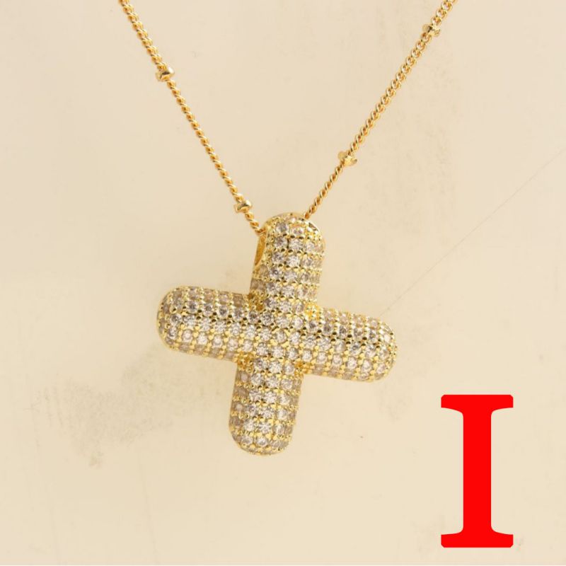 Fashion Gold Balloon Letter A With Zirconium Copper Diamond Letter Necklace