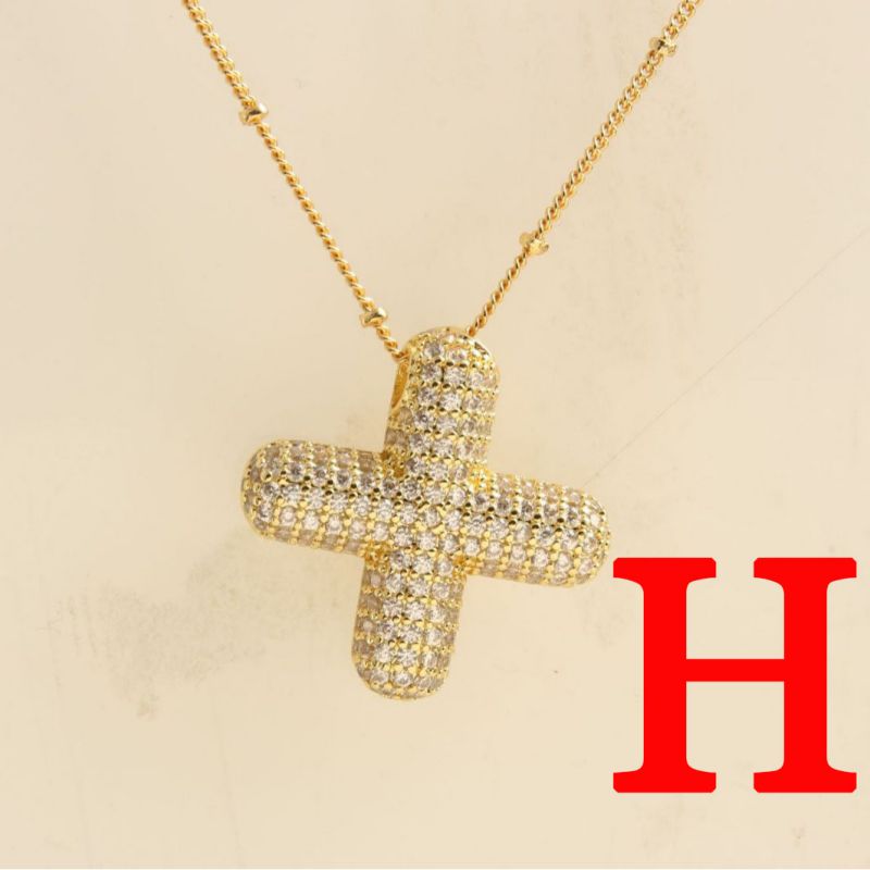Fashion Gold Balloon Letter A With Zirconium Copper Diamond Letter Necklace