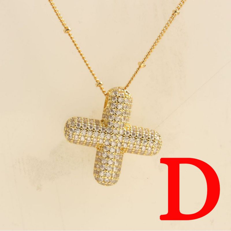 Fashion Gold Balloon Letter A With Zirconium Copper Diamond Letter Necklace