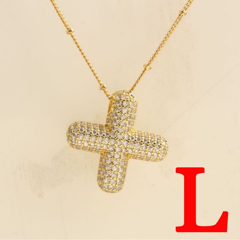 Fashion Gold Balloon Letter A With Zirconium Copper Diamond Letter Necklace