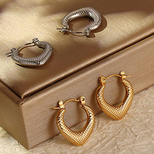 Fashion Gold Stainless Steel Geometric Heart Earrings