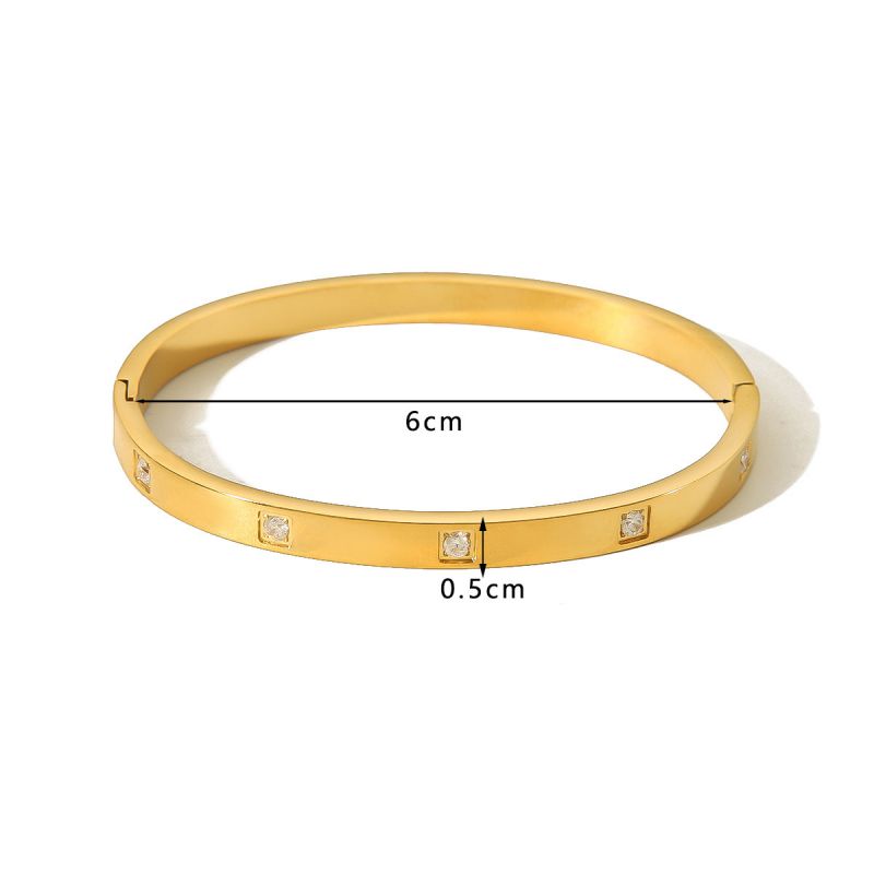 Fashion Gold Stainless Steel Gold Plated Diamond Round Bracelet