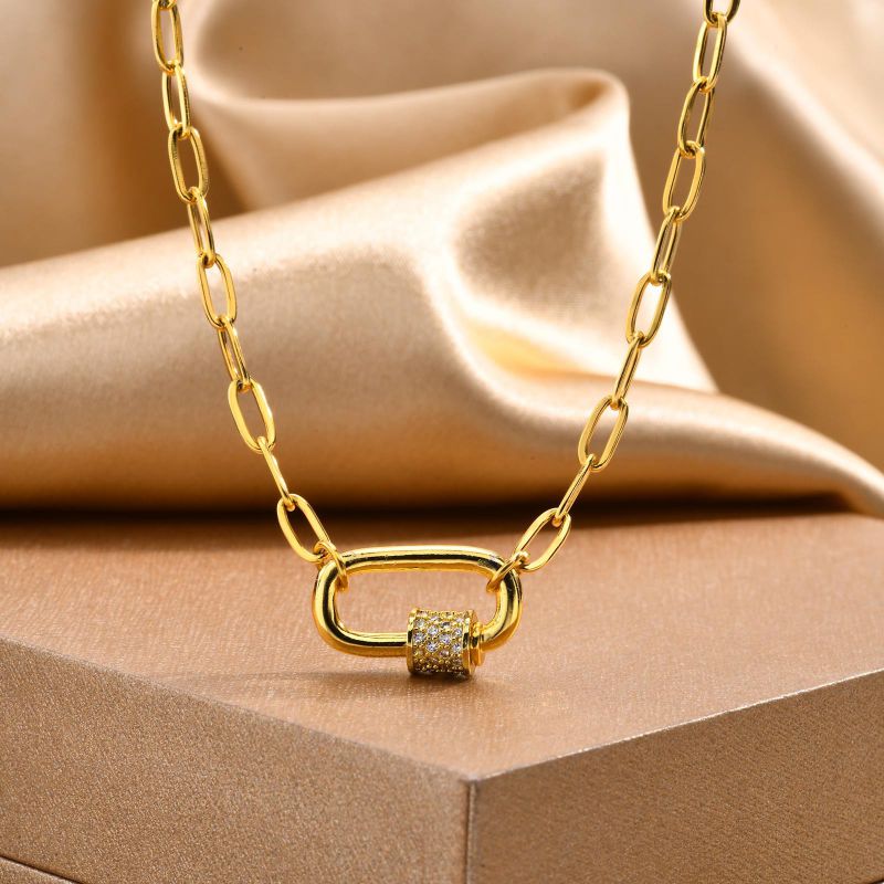 Fashion Gold Stainless Steel Square Geometric Necklace