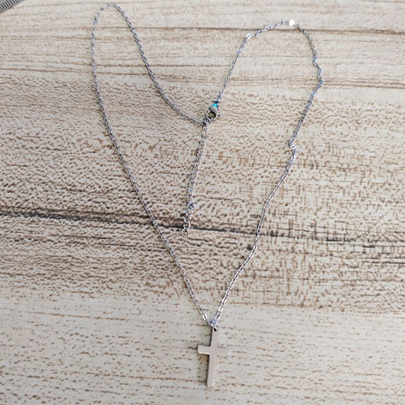 Fashion Gold Titanium Steel Cross Necklace