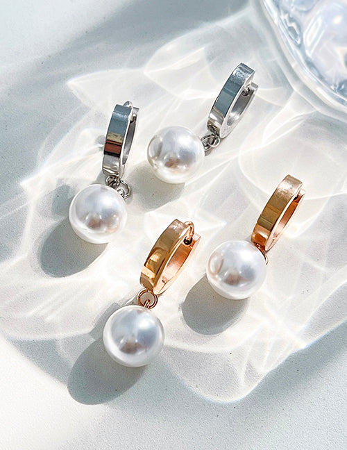 Fashion Gold Titanium Steel Round Pendant Pendant Ear Ring