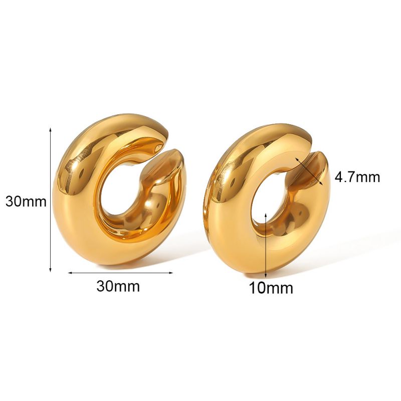 Fashion Gold Titanium Steel Thick Cylindrical Ear Clip