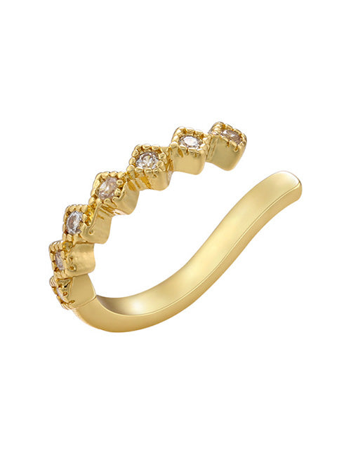 Fashion Golden Twist Pattern Single Copper Inlaid Racket Blossoms Cross Geometric Ear Bone Clip