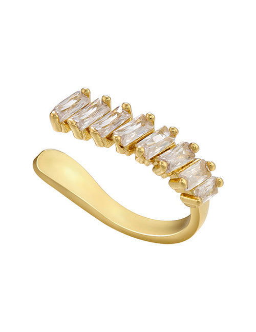 Fashion Golden Twist Pattern Single Copper Inlaid Racket Blossoms Cross Geometric Ear Bone Clip