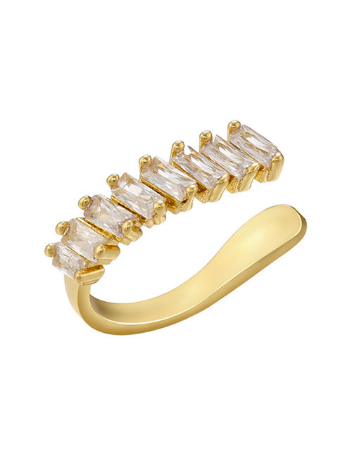 Fashion Golden Twist Pattern Single Copper Inlaid Racket Blossoms Cross Geometric Ear Bone Clip