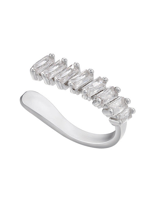 Fashion Golden Twist Pattern Single Copper Inlaid Racket Blossoms Cross Geometric Ear Bone Clip