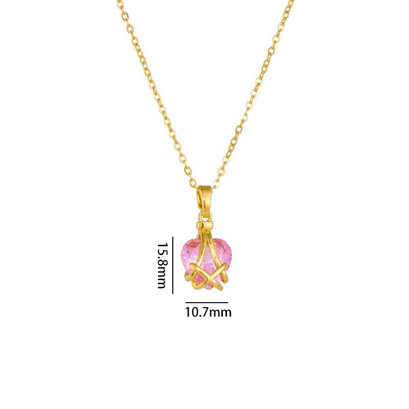 Fashion Love Steel Color A318 Copper Inlaid Zirconium Love Necklace