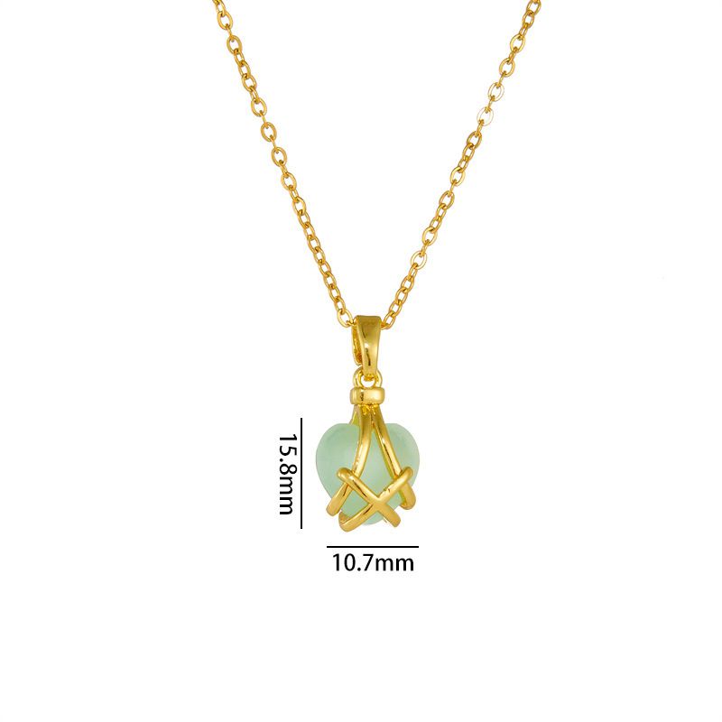 Fashion Love Steel Color A318 Copper Inlaid Zirconium Love Necklace