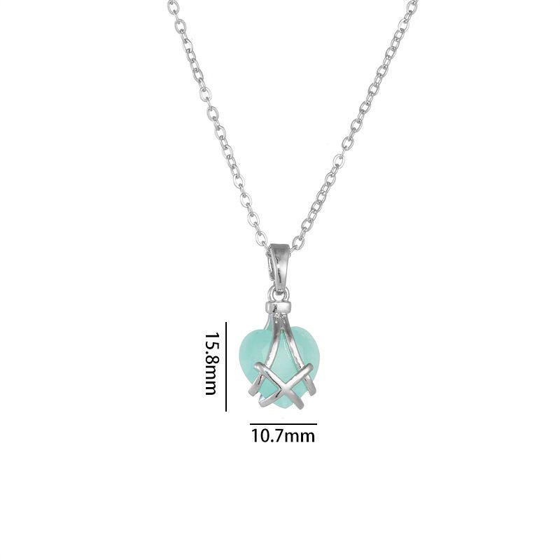 Fashion Love Steel Color A318 Copper Inlaid Zirconium Love Necklace