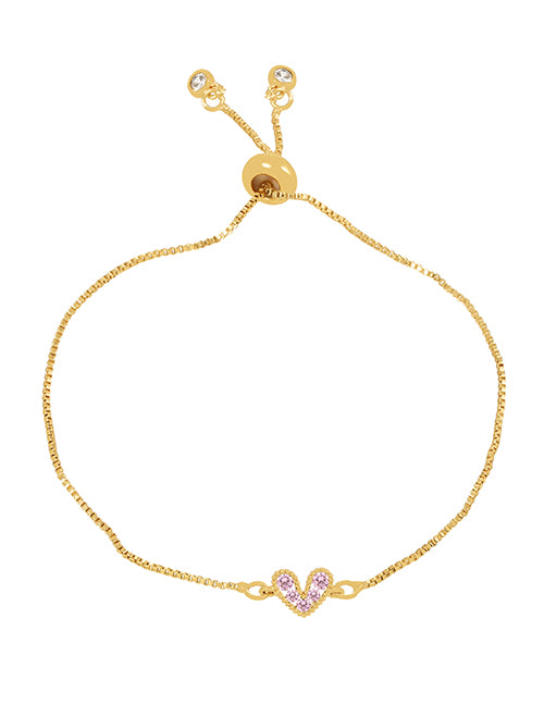 Fashion Navy Blue Bronze Zircon Heart Pendant Bracelet