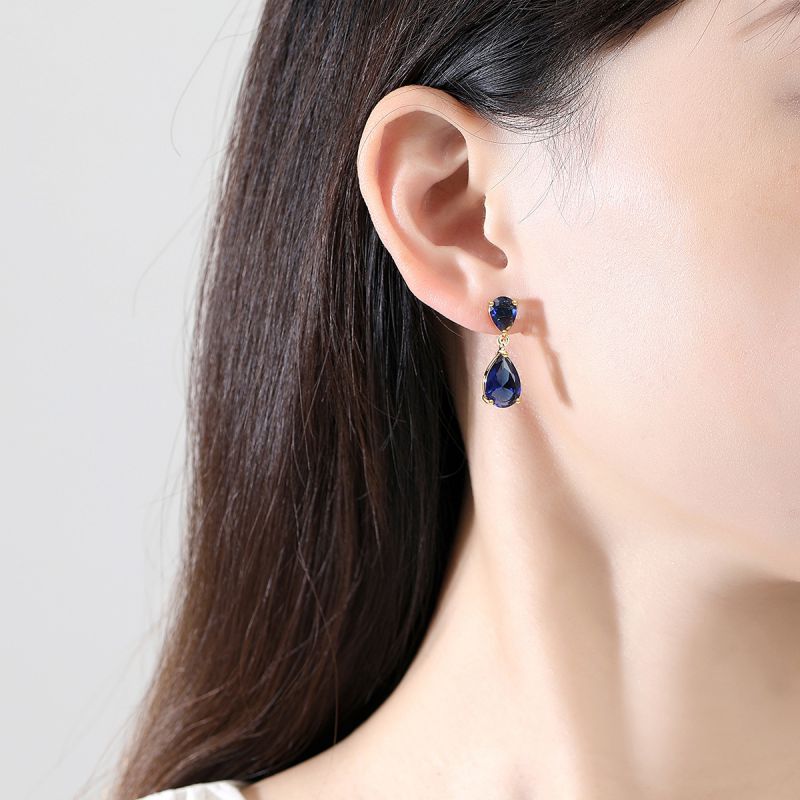 Fashion Pink Copper Diamond Drop Earrings